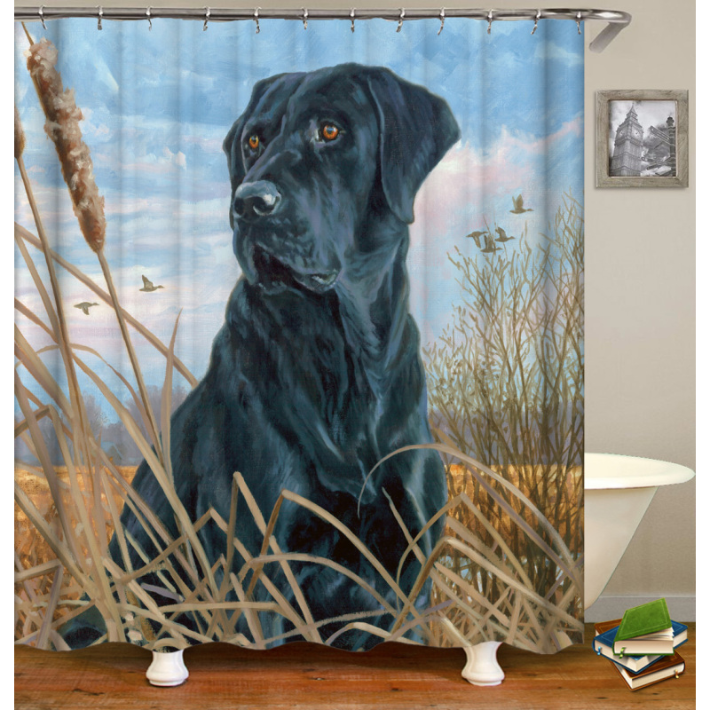 Wholesale Custom Bath Cartoon Shower Curtain and Mat Set with Hooks Cute Animal Printed Bathing Liner for Kids Cortina de bano