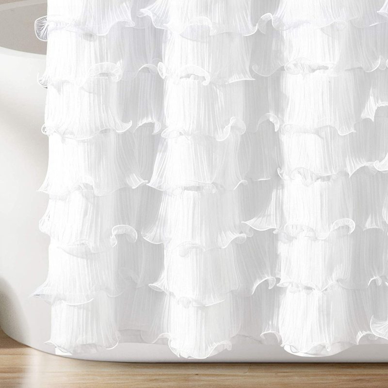 100% Polyester Ruffled Style Waterproof Polyester Shower Curtain,Lush Decor Shower Curtain