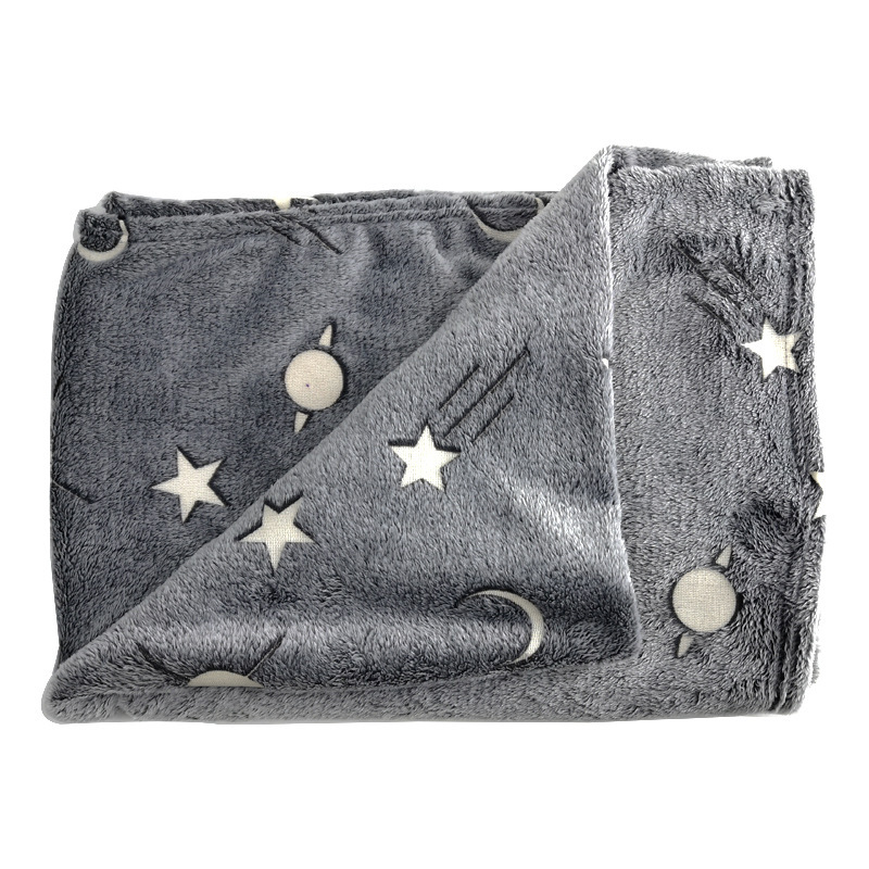 Amazon Hot Sell Magic Blanket Polyester Coral fleece Super Soft, Glow in The Dark Throw Blanket for Kids/