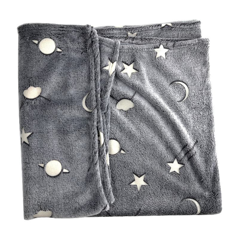 Amazon Hot Sell Magic Blanket Polyester Coral fleece Super Soft, Glow in The Dark Throw Blanket for Kids/