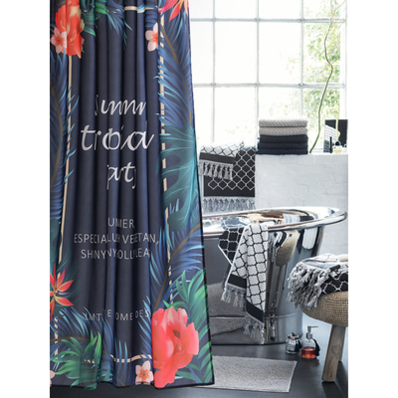 Nordic Polyester Shower Curtain Light Luxury Tropical Plants, Waterproof And Mildew Shower Curtain Partition/