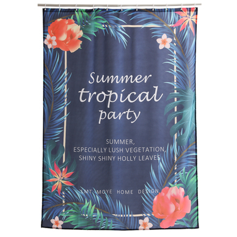 Nordic Polyester Shower Curtain Light Luxury Tropical Plants, Waterproof And Mildew Shower Curtain Partition/