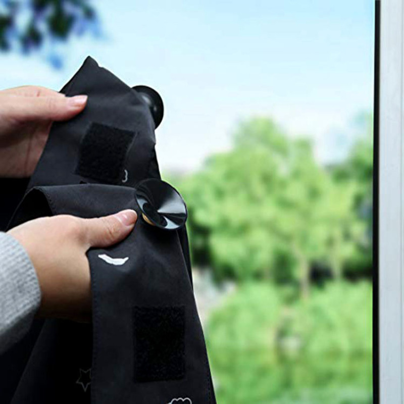 Blackout Curtain, Outdoors Blind with Suction Cup Travelling Curtain & Hot Sale New Star and Moon Design Printing Flat Window YK