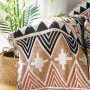 Boho Sofa Throw Blanket Knitted Cotton Sofa Cover Demon Eye Weighted Tapestry Bohemian Tassel Boho Wall Deco Picnic Rug Blankets