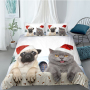 Cute Cat And Dog 4 Pcs 3D Bedding Set, 4Pc King Size Polyester Bedding Set/