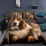 Cute Cat And Dog 4 Pcs 3D Bedding Set, 4Pc King Size Polyester Bedding Set/