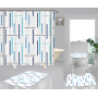 Hot Sell Blue Stripes Classic Design 100%Polyester Shower Curtain, Waterproof Digital Printed Bathroom Curtain Set/