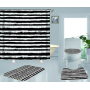 Hot Sell Blue Stripes Classic Design 100%Polyester Shower Curtain, Waterproof Digital Printed Bathroom Curtain Set/