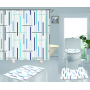 Hot Sell Blue Stripes Classic Design 100%Polyester Shower Curtain, Waterproof Digital Printed Bathroom Curtain Set/