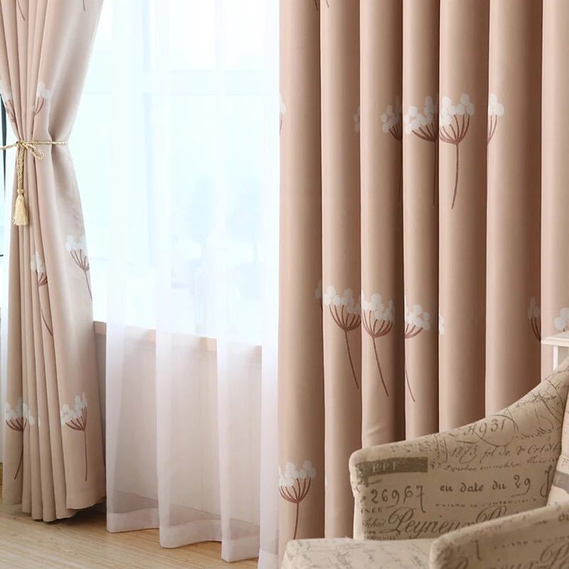 Curtain Fabric Blackout Embroidery Curtain,Simply Design Living Room Curtains#