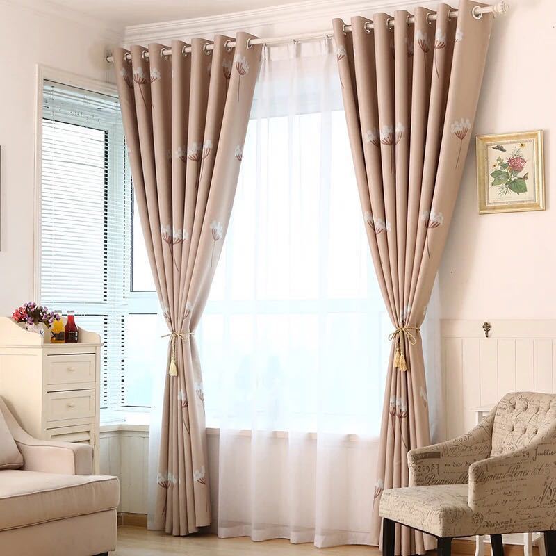 Curtain Fabric Blackout Embroidery Curtain,Simply Design Living Room Curtains#