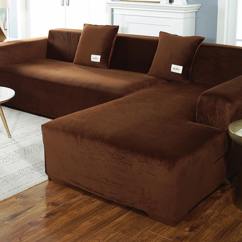 Fashion Velvet Sofa Seat Covers, Home Fitted Cover L Shape Sofa/