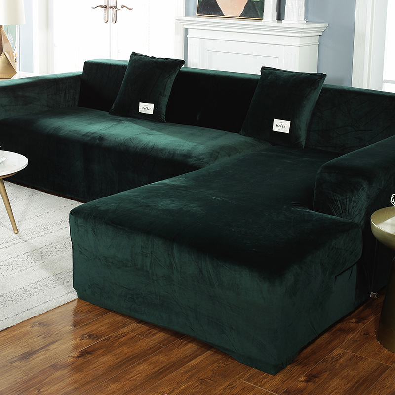 Fashion Velvet Sofa Seat Covers, Home Fitted Cover L Shape Sofa/