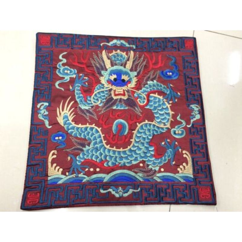 New Chinese Vintage Silk Embroidered Wine Red Dragon Cushion Case Cover,Sofa Cushion Cover/