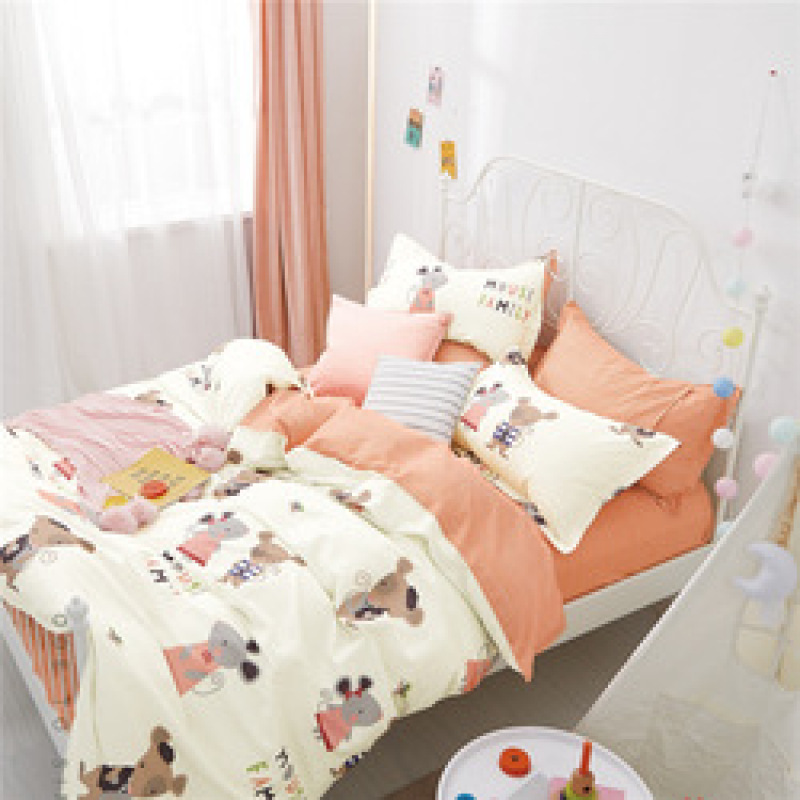 3/4 Piece Suit Bedding Set Cotton Baby Bedsheet, Student Dormitory Cartoon Bedding Sets/