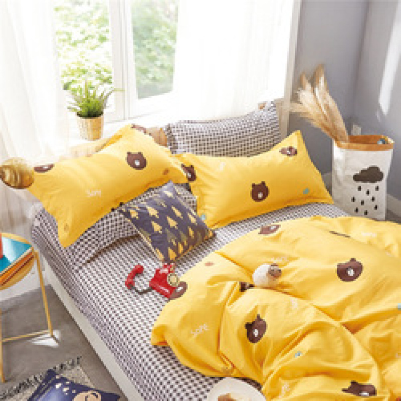 3/4 Piece Suit Bedding Set Cotton Baby Bedsheet, Student Dormitory Cartoon Bedding Sets/