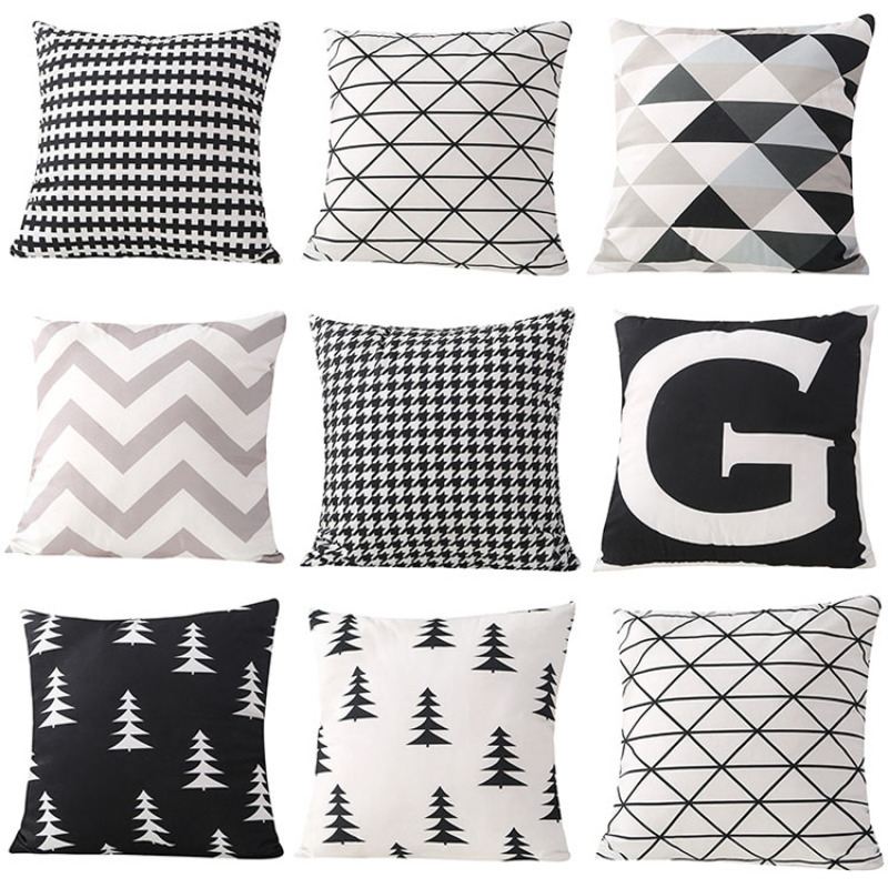 Custom Made Printing Cushion Cover Fabric, Geometric Digital Printed Plush Cushion Covers/