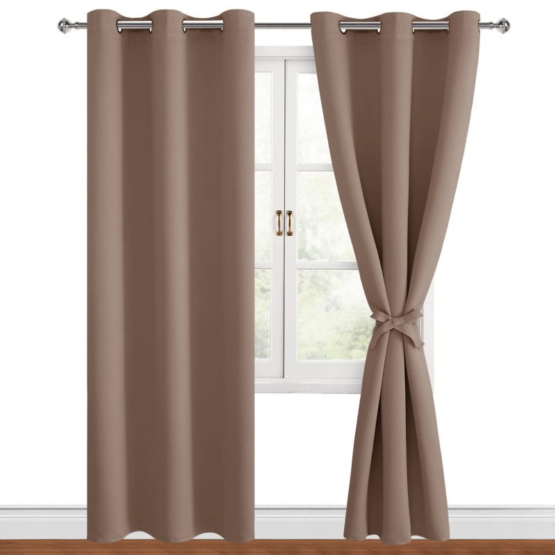 Cheap blackout window curtain coffee color 4 pass blackout fabric for curtain high quality window curtains bedroom blackout
