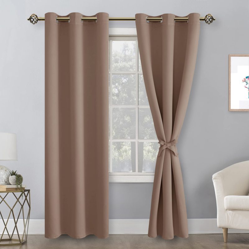 Cheap blackout window curtain coffee color 4 pass blackout fabric for curtain high quality window curtains bedroom blackout