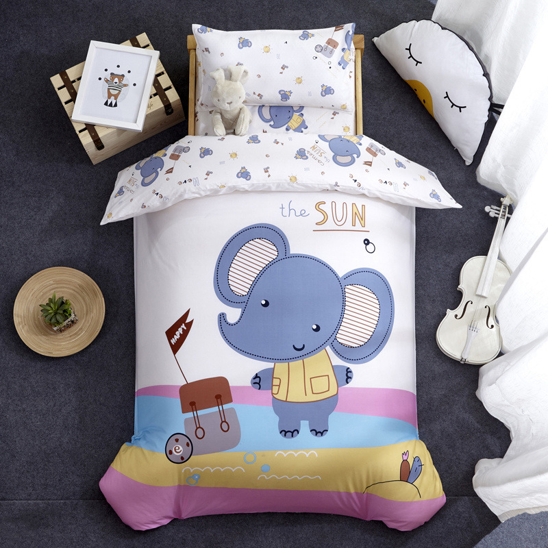 Nursery School 100% Cotton Cute Bedding Set Baby Bedsheet, 3 Piece Suit Cartoon Bedding Sets For Winter/