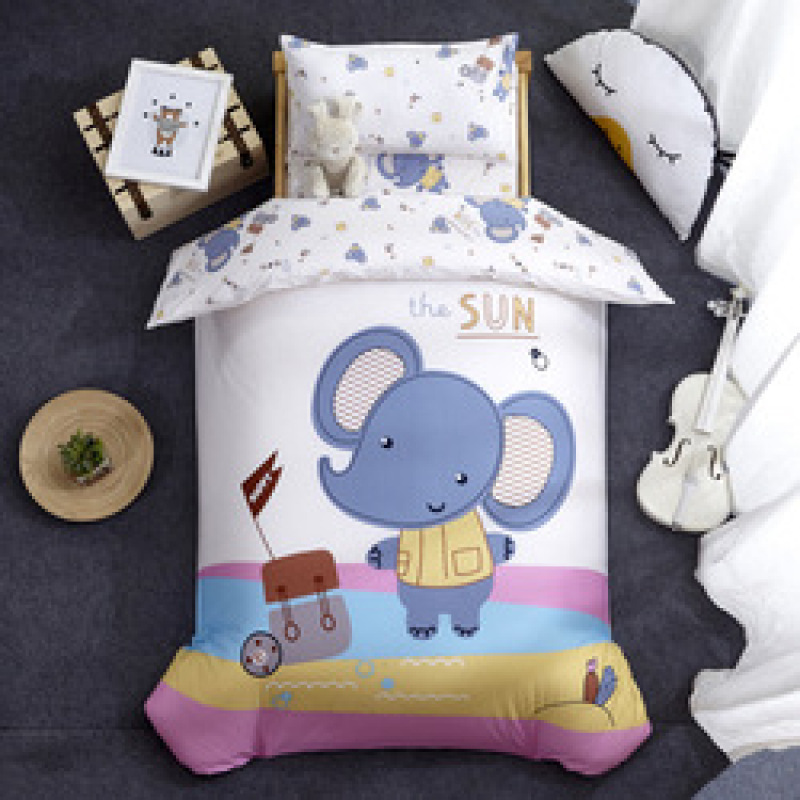 Nursery School 100% Cotton Cute Bedding Set Baby Bedsheet, 3 Piece Suit Cartoon Bedding Sets For Winter/