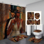 Hot Sell African Women Bath Waterproof Shower Curtain, Digital Print Polyester Non-Slip Rug Toilet Lid Cover Shower Curtain Set/