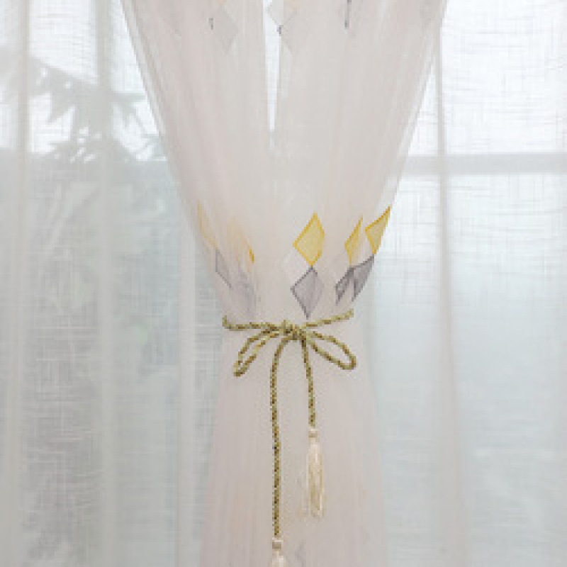 For Living Room Curtain Fabric , Fancy Embroidery Sheer Curtain/