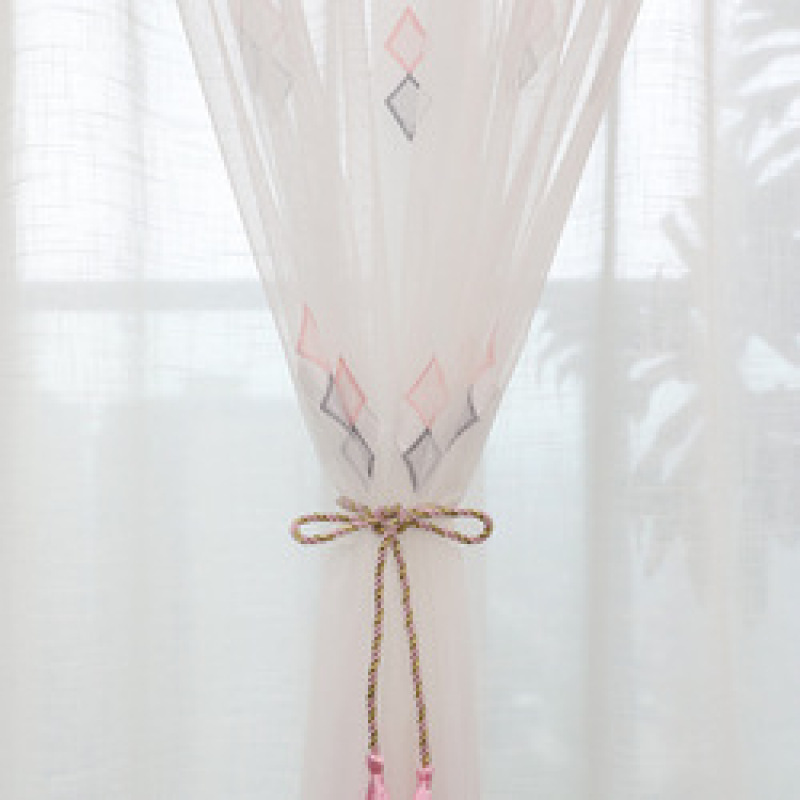 For Living Room Curtain Fabric , Fancy Embroidery Sheer Curtain/