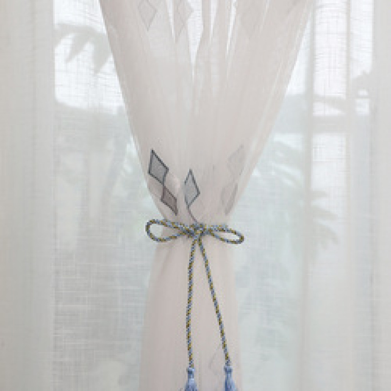 For Living Room Curtain Fabric , Fancy Embroidery Sheer Curtain/