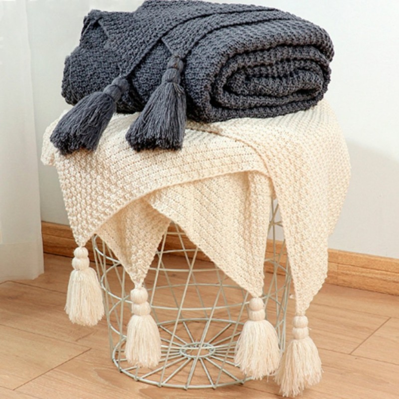 Super Warm Soft Blankets Bedspread on the Bed Sofa Blanket Tassel Knitting Ball Wool Leisure Soft Warm Blankets for Home/
