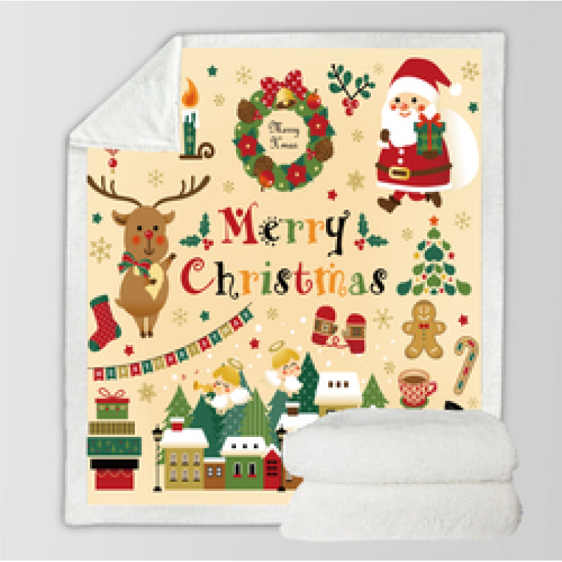 2020 Custom Design Thick Warm Throw Blanket, Wholesale Super Soft Velvet Sherpa Christmas Throw Blanket/