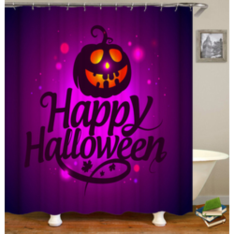 New Design Pumpkin Pattern Halloween Style Polyester Waterproof Mildewproof Shower Curtain,  Digital Print Shower Curtain/