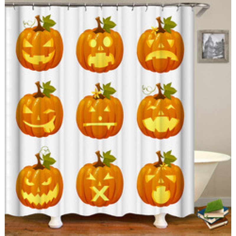 New Design Pumpkin Pattern Halloween Style Polyester Waterproof Mildewproof Shower Curtain,  Digital Print Shower Curtain/