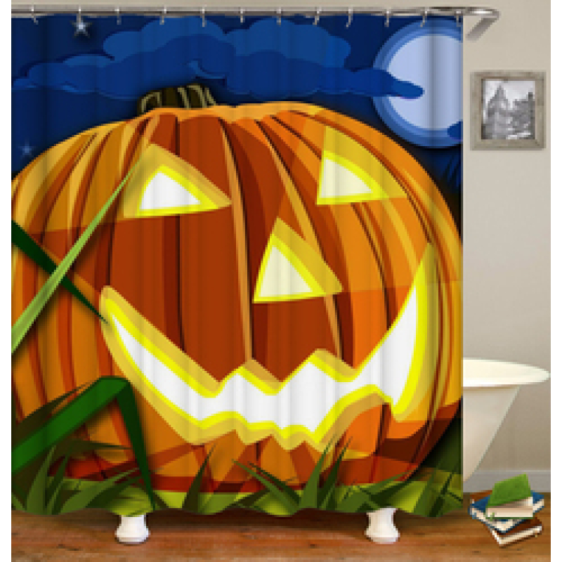New Design Pumpkin Pattern Halloween Style Polyester Waterproof Mildewproof Shower Curtain,  Digital Print Shower Curtain/