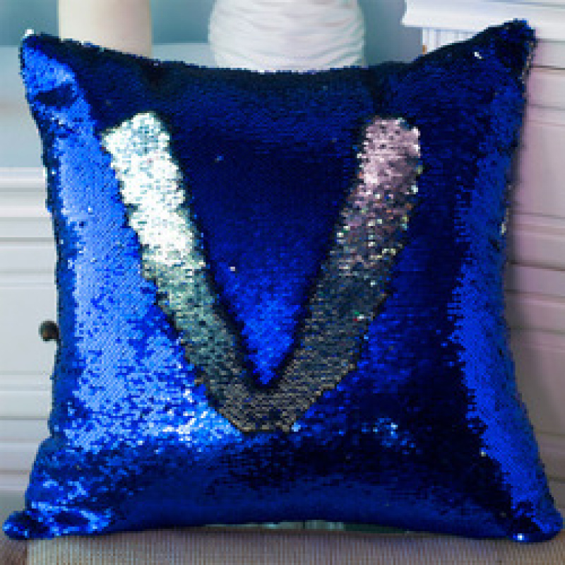 Decorativos 40*40cm Throw Pillows For Home Decor, Blue And Silver Sequin Mermaid Cushion Pillows Cover/