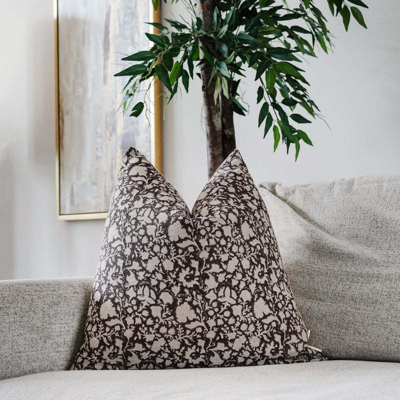 2023 New Design Beige rust-brown Floral Printed Pillow Case Cushion Cover For Living Room
