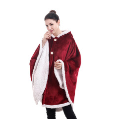 Soft Blanket Hoodie Cloak Winter Plush Wearable Fleece Blanket Outdoor Plaid Sweatshirt Microfiber Coats Hooded Cloak Blanket