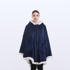 Soft Blanket Hoodie Cloak Winter Plush Wearable Fleece Blanket Outdoor Plaid Sweatshirt Microfiber Coats Hooded Cloak Blanket