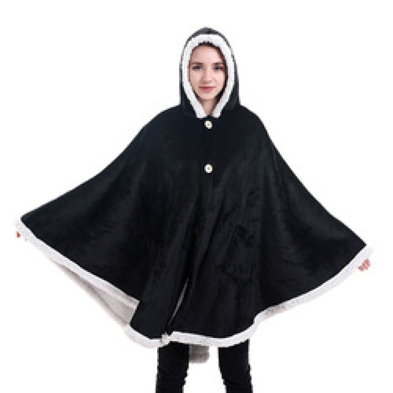 Soft Blanket Hoodie Cloak Winter Plush Wearable Fleece Blanket Outdoor Plaid Sweatshirt Microfiber Coats Hooded Cloak Blanket