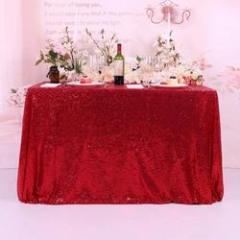 Wholesale Christmas Style Red Beige Shiny Sequins Polyester tablecloths sets polyester home For Wedding Halloween Party