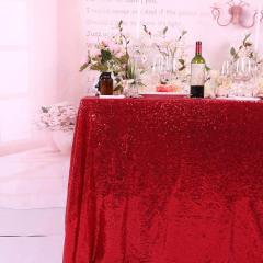 Wholesale Christmas Style Red Beige Shiny Sequins Polyester tablecloths sets polyester home For Wedding Halloween Party