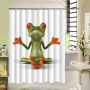 Printed Polyester Waterproof Children's Shower Curtain, White Green Frog Cute Shower Curtain/
