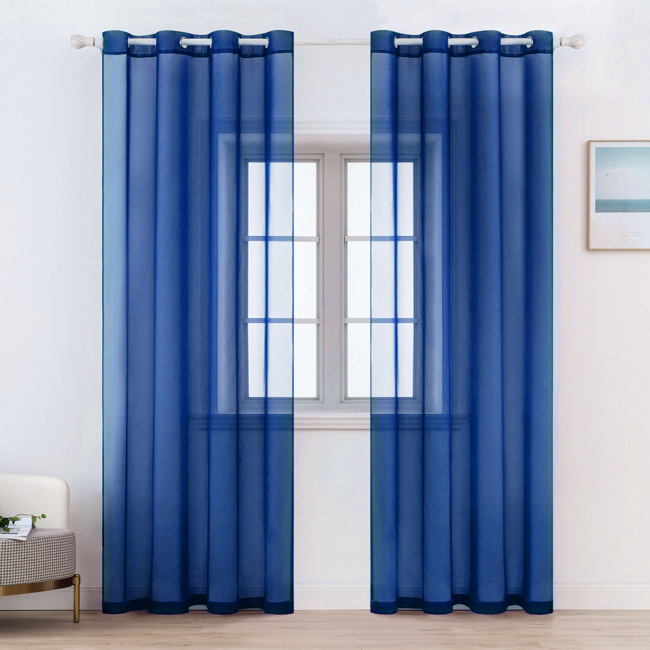 Decorative Blue Voile Living Room Bedroom Window Sheer Curtain,  Cheap Tulle Smooth and Soft Touch Sheer Curtains/