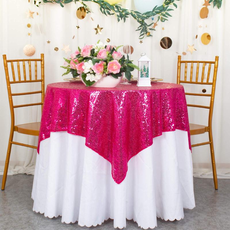 High Quality 90 x 132 inch 90 x 156 Decorative navel blue Shine Sequins Party 132 inch round kuxury Tablecloth For Wedding