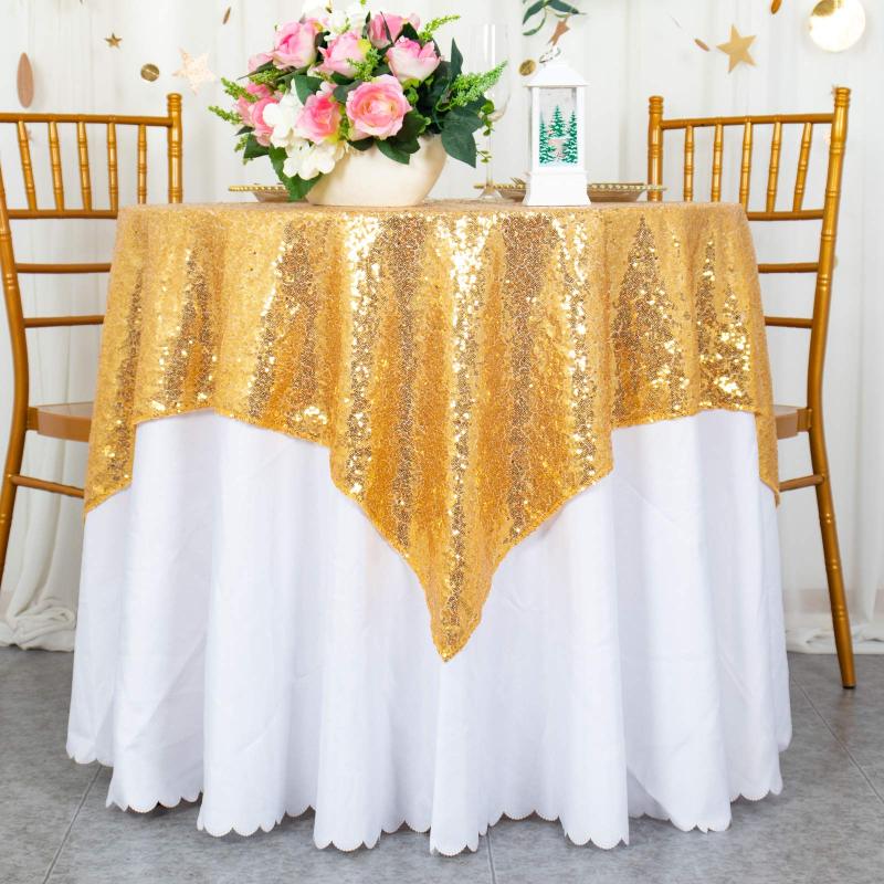 High Quality 90 x 132 inch 90 x 156 Decorative navel blue Shine Sequins Party 132 inch round kuxury Tablecloth For Wedding