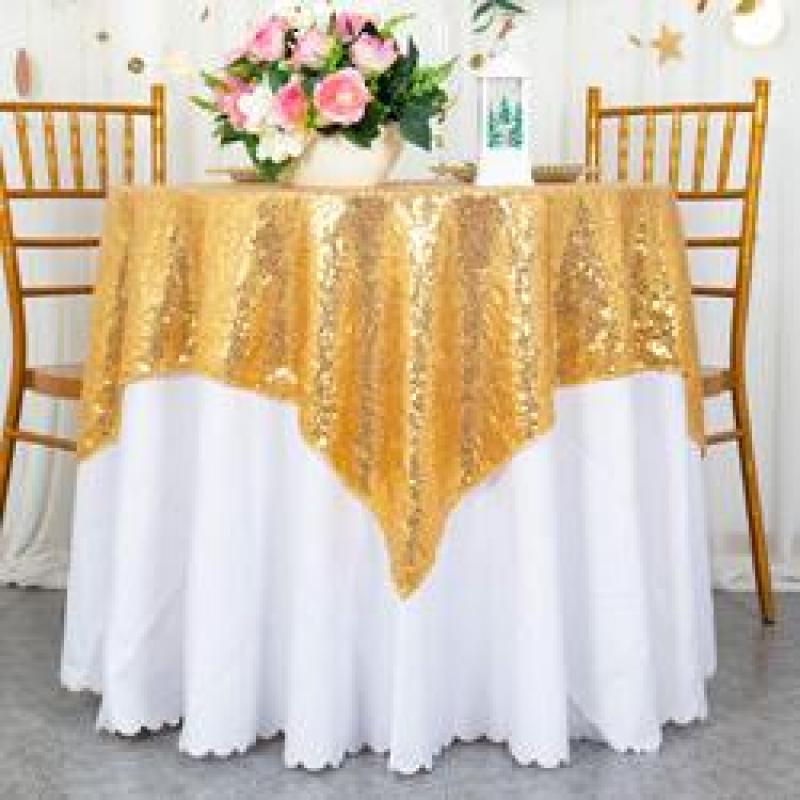 High Quality 90 x 132 inch 90 x 156 Decorative navel blue Shine Sequins Party 132 inch round kuxury Tablecloth For Wedding