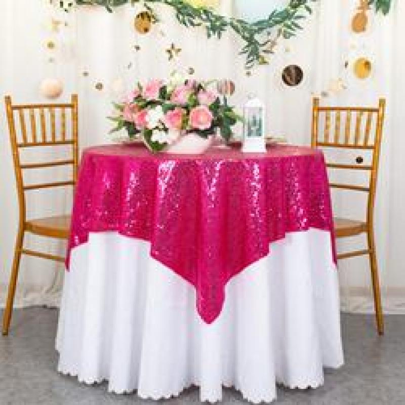 High Quality 90 x 132 inch 90 x 156 Decorative navel blue Shine Sequins Party 132 inch round kuxury Tablecloth For Wedding