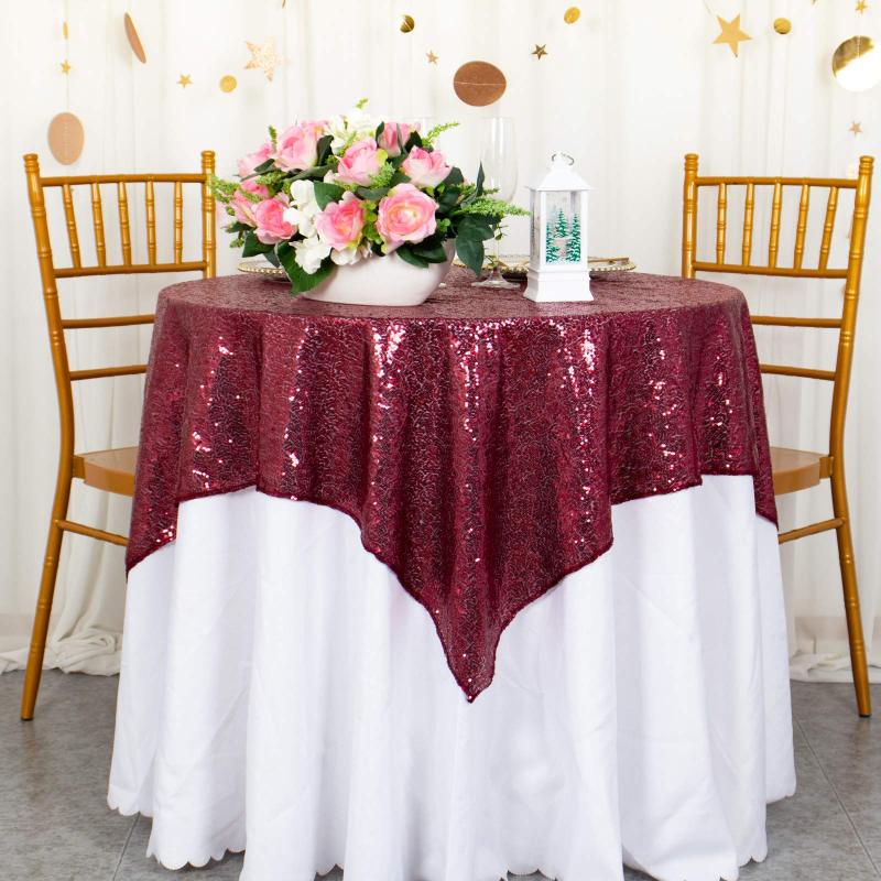 High Quality 90 x 132 inch 90 x 156 Decorative navel blue Shine Sequins Party 132 inch round kuxury Tablecloth For Wedding