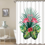 Watercolor Botanical Green Leaves Shower Curtain Floral Pattern classy transparent Shower Curtain with White Backdrop
