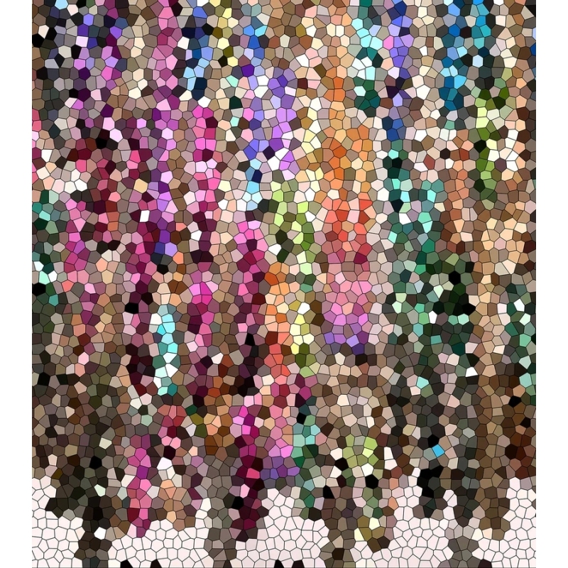 Jewel Tone Color Pigment Check Shower Curtain Set, Mosaic Waterproof Fabric Shower Curtain Set/